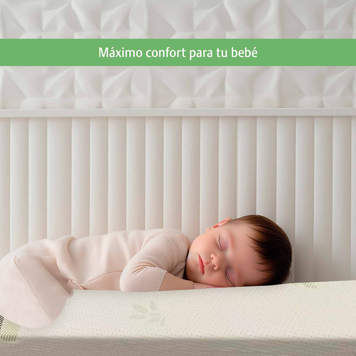 Colchon Cuna Bebe Memory Funda Lavable Tela Bamboo, Repelente a Líquidos