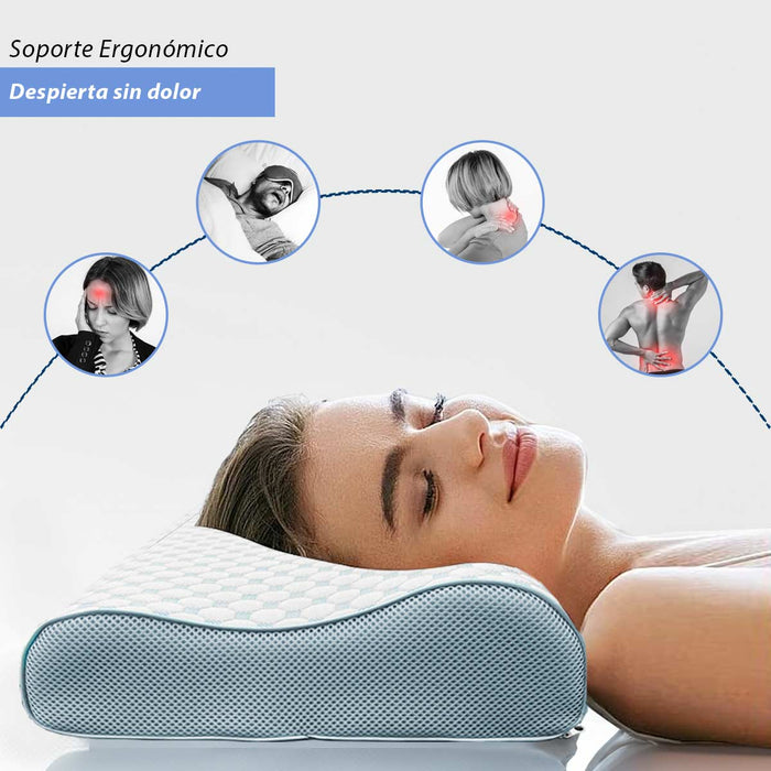 Pack de 2 Almohadas de Memory Foam, Almohada Cervical Ergonómica, Almohada Ortopédica de Contorno para Dormir de Lado y Espalda