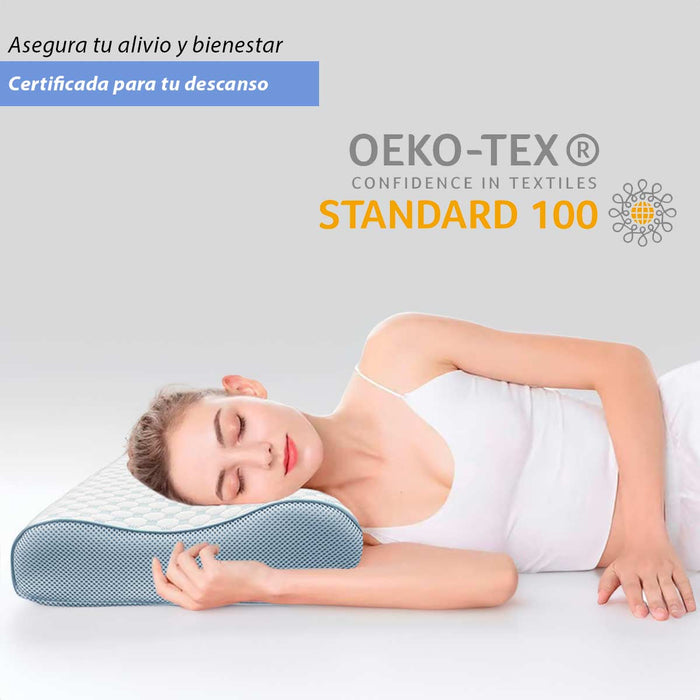 Pack de 2 Almohadas de Memory Foam, Almohada Cervical Ergonómica, Almohada Ortopédica de Contorno para Dormir de Lado y Espalda