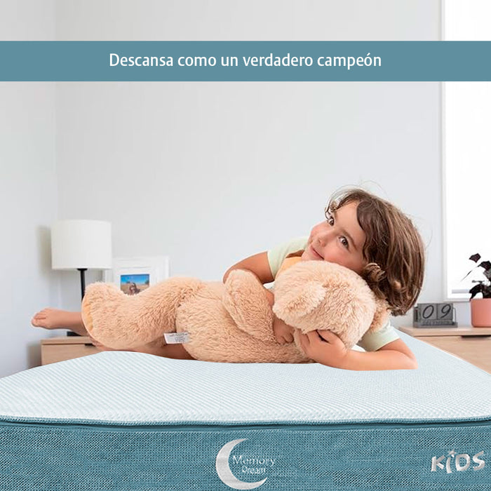 Memory Dream Kids, Colchón Infantil niño , Repelente a Líquidos, con Funda Lavable removible