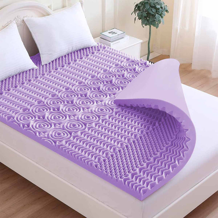 Colchoneta Topper Memory Foam Cool Gel Infusion Lavanda 5 Cm