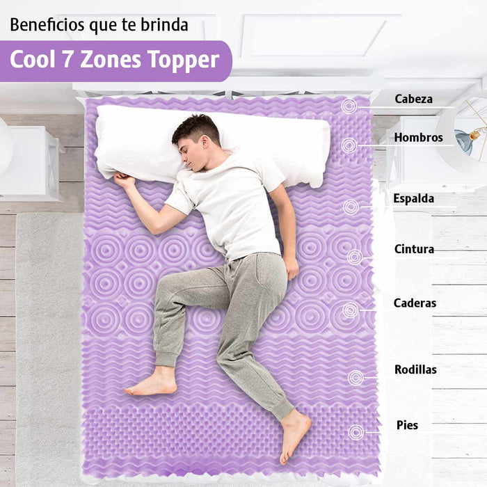 Colchoneta Topper Memory Foam Cool Gel Infusion Lavanda 5 Cm