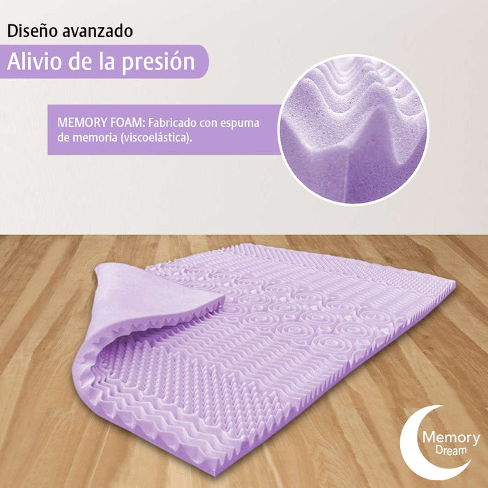 Colchoneta Topper Memory Foam Cool Gel Infusion Lavanda 5 Cm