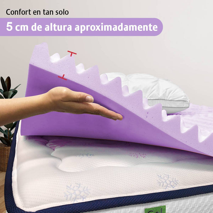 Colchoneta Topper Memory Foam Cool Gel Infusion Lavanda 5 Cm