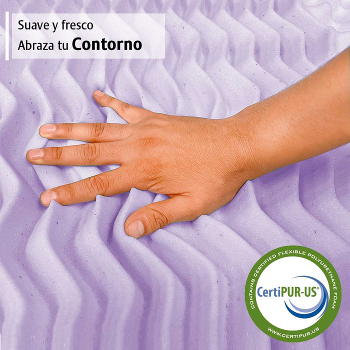 Colchoneta Topper Memory Foam Cool Gel Infusion Lavanda 5 Cm