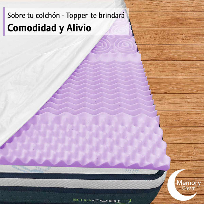 Colchoneta Topper Memory Foam Cool Gel Infusion Lavanda 5 Cm