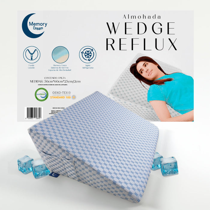 Almohada Antireflujo Adulto, Almohada de Cuña para Dormir | Memory Foam | Almohada Triangular con 2 Bolsillos para Soporte de Espalda y Reflujo Ácido, Rodilla,Ronquidos