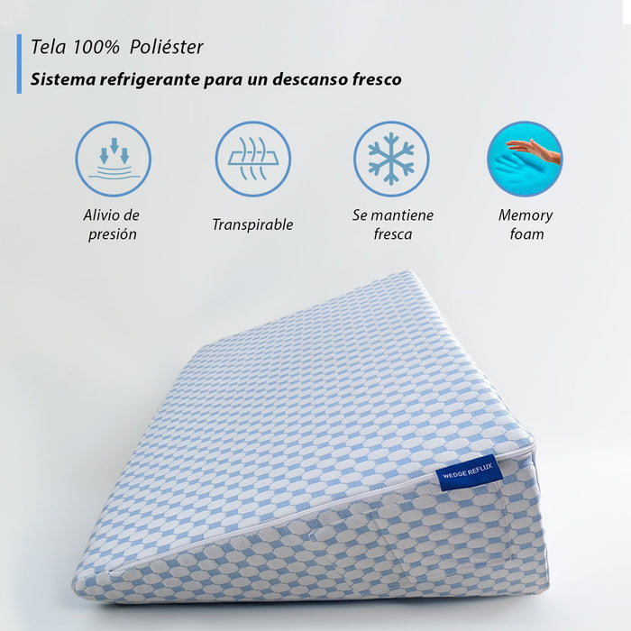 Almohada Antireflujo Adulto, Almohada de Cuña para Dormir | Memory Foam | Almohada Triangular con 2 Bolsillos para Soporte de Espalda y Reflujo Ácido, Rodilla,Ronquidos