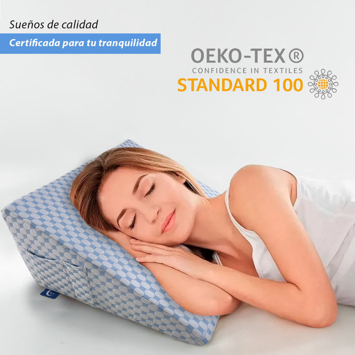 Almohada Antireflujo Adulto, Almohada de Cuña para Dormir | Memory Foam | Almohada Triangular con 2 Bolsillos para Soporte de Espalda y Reflujo Ácido, Rodilla,Ronquidos